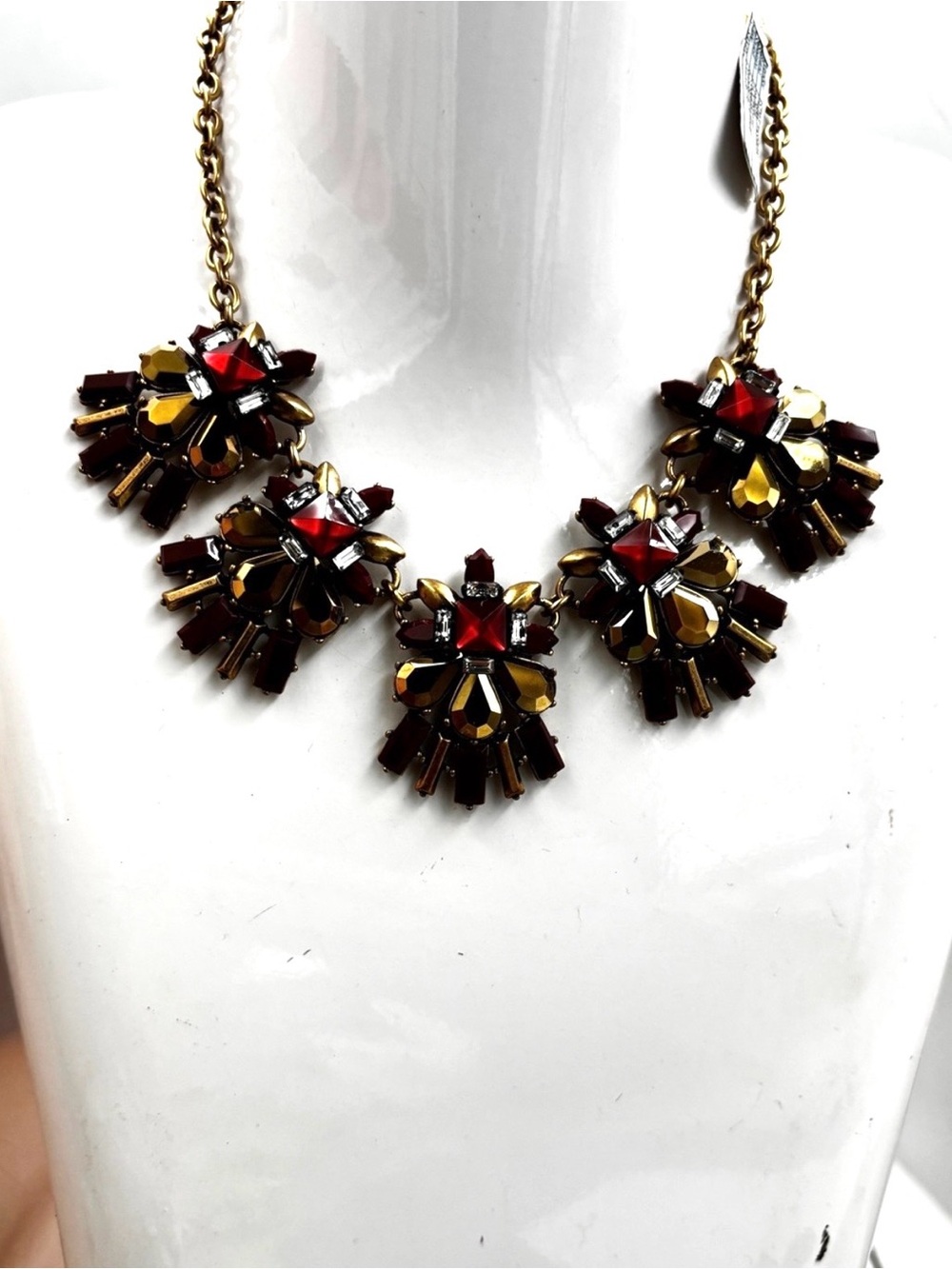 J.Crew Vintage Crystal & Resin Statement Flowers Necklace